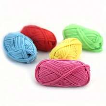 3 Rollen 100g Strickgarn Einfarbig, Häkelstoff für T-Shirt-Garn zum Selbermachen, Strickkunst, Körbe, Taschen, 30m/32 Yards