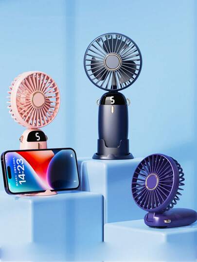 Mini ventilador portátil recargable por USB-C con flujo de aire potente y soporte de escritorio, ventilador de 5 velocidades, pantalla LED, ventilador personal mini para verano, uso al aire libre, deporte, viajes, cocina, dormitorio, escuela, oficina, para mujer, hombre, niños y adultos