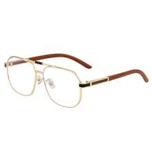 1pc New Stylish Retro Square Frame Fashion Glasses For Men, Casual Vintage Chic Elegant Party Street Wear, Wood Grain Temples High-End UV Protection Driving Fashion Glasses