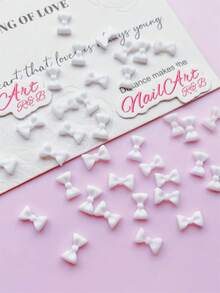 30/50pcs White & Pink Bow Nail Art Decorations, Cute Black Bow Korean Nail Accessories, Suitable For Women DIY Nail Salon Decor, Also Suitable For Little Girls Nail Art Creation, Minimalist Style, Cute Style, Y2K Style, DIY Decorative Accessories, Matte Finish, Glossy Nails, Long Nails, Short Nails, Almond Nails, Ballet Slipper Nails, French Pointed Nails, Toe Nails And Various Nail Art Supplies, Nail Jewelry, Nail Gems - Multicolor - View 4