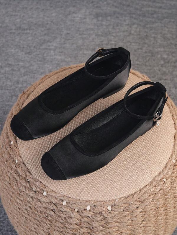 Bailarinas para mujer, zapatos planos con punta cuadrada y suela blanda, zapatos planos versátiles, mocasines negros planos para mujer, tallas del 35 al 43 (corre grande en 1 talla)