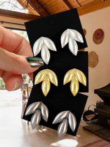 6 Cặp Hoa tai tròn mạ điện màu súng, vàng và bạc, phong cách thời trang Châu Âu và Mỹ dành cho phụ nữ hàng ngày, tiệc tùng, quà tặng - Ba cặp hình tròn - Xem 20