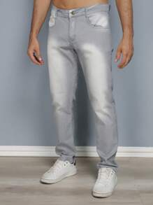Men's Slim Fit Premium Lycra Jeans Direct From The Factory Black GREY Wash