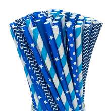 25 peças/100 peças Canudos de Papel Coloridos Variados, 100 peças/Pacote, Canudos de Papel Descartáveis Multipadrão, Canudos para Bebidas, Adequados para Ano Novo, Dia dos Namorados, Casamentos, Aniversários, Festas, Bebidas, Chá com Leite, Café, Suco, Festa do Dia dos Namorados, Decoração Doméstica, Presentes para Casa - Multicolorido - Visão 9