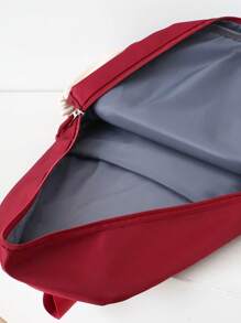 Back To School 3 Pcs Set New Style, Fashionable And Casual Nylon Material Solid Color Backpack, Handbag, Pencil Bag, Large Capacity, Smooth Zipper Opening And Closing, Simple And Versatile, Suitable For Daily Outdoor Travel, Shopping And Vacation Matching