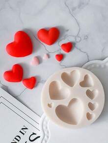 1 件多个心形硅胶模具、蜡烛模具、肥皂模具、DIY 软陶粘土滴胶装饰模具、手工装饰艺术工具 - 白色 - 查看 1