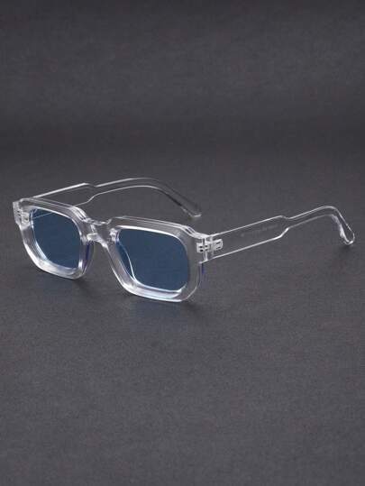 1 par de gafas cuadradas casuales vintage personalizadas para hombre, apropiadas para actividades al aire libre, compras, decoración y vestimenta