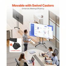 Rolling TV Stand, Mobile TV Cart For 32-65 Inch Screens, Height Adjustable, Portable Monitor Stand With Wheels Holds Up To 88 Lbs For Living Room, Bedroom, Office, Outdoor, Max VESA 400x400mm - For 32-65 Inch Screens - View 3