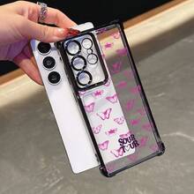 Hermosa Funda de Teléfono con Patrón de Mariposa Púrpura para S25 S24 S23 S22 S21 FE Note20 Ultra Plus 4G 5G, Cubierta Trasera Transparente a Prueba de Golpes - Colores mixtos - Ver 7