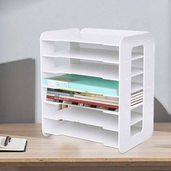 HaroldDol Büro-Papier-Organizer 7-Tier für Schreibtisch Aktenhalter Desk Letter Tray weiß Office Schreibtisch-Organizer