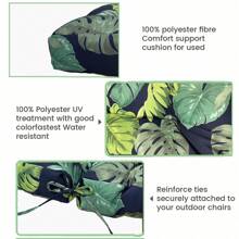 Back Chair Cushion Waterproof Polyester Rocking Chair Cushion With Non-Slip Ties Anti-Fading Deep Seat Chair Cushions, Outdoor Dining Chair Cushion For Patio Cushion Furniture