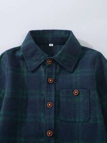 Young Boys Plaid Long Sleeve Lapel Casual Shirt, Autumn - Multicolor - View 3