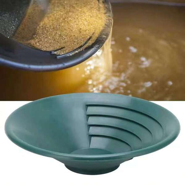 10 Inch Gold Panning Pan - Dual Riffles For Easier Mining Gold Sifting Classifier Washing Sieve Tray Accessory