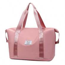 Large Capacity Folding Travel Duffel Bag, Tote Sports Gym Bag, Shoulder Overnight Weekender Bag For Women & Men, Hospital Bag, Expandable Duffel Bag With Trolley Sleeve/Wet Pocket - 粉色 - 查看 1