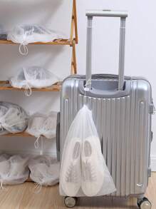 10/20/50pcs/Set 32 X 48 X 0.1 CM Non-Woven Fabric Shoe Storage Bag, Minimalist White Drawstring Dust-Proof Travel Shoe Bag For Travel