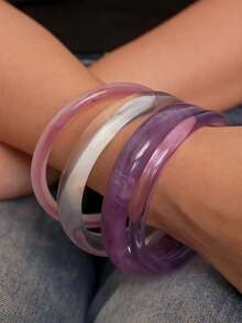 4 件套优雅复古手链，时尚简约设计，适合休闲穿着，女士珠宝，亚克力，无电镀，无镶嵌，适合全年日常和派对场合