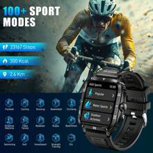 EIGIIS Smartwatch militar para hombre (contesta y realiza llamadas), resistente al agua hasta 5 ATM, reloj táctico robusto, pantalla HD de 1,96 pulgadas, monitor de ritmo cardíaco y sueño, más de 100 modos deportivos, monitor de actividad física, compatible con Android e iOS.