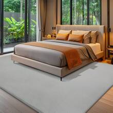 Sour Lemon Rugs Living Room - Grey Area Rugs For Bedroom Faux Rabbit Fur Large Rug,Anti Slip Rug Large Floor Carpet Short Pile Area Rug For Living Room, Bedroom, 160X230CM - Light Grey - View 9