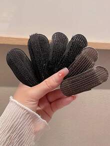 4/6pcs Black Invisible Hair Volume Boost Clips - Nylon Fluffy Hair Root Lift Pads, Textured Design For Fuller Head Look, Ideal For All Hair Types, Stylish Hair Sculpting|Textured Surface|Comfortable Fit, Hair Accessories