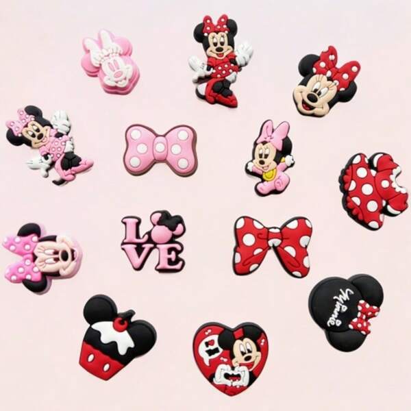 Disney 40/20/10/5pcs Mickey Mouse Hollow Out Clogs Charms, Hole Button Clips DIY Decorative Accessories