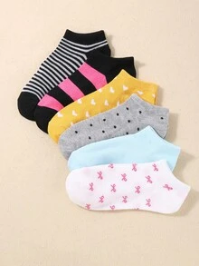 20 双彩色波点蝴蝶结设计透气青少年袜子，适合日常穿着、校服和运动，颜色随机，亲肤柔软面料，休闲百搭，更好地呵护儿童双脚。 - 彩色 - 查看 7