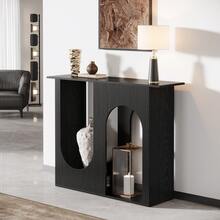 Tribesigns 39.4'' Black Console Table, Narrow Sofa Table Behind The Couch With Arched Design, Modern Foyer Console For Entrance, Hallway, Living Room, Corridor, Easy Assembly - Black - View 3