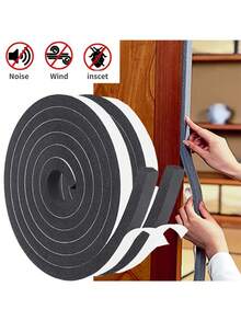 2 rotoli (4m/rotolo) strisce di gommapiuma adesive per porte, larghezza 0,59 pollici x lunghezza 6,56 piedi, per ridurre il rumore, anti-vento, resistenti al fuoco, per sigillare le fessure su porte vetrate, finestre scorrevoli, in materiale plastico