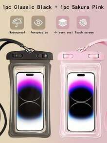 2/1个通用防水手机袋，带触摸屏密封的防水手机干袋，适合游泳，兼容15/14/13 Pro Max Plus及以上机型，适用于游泳、潜水、漂流和其他水上运动，秋冬季室内游泳必备，旅行必备，度假必备运动包，适合运动、健身、锻炼、旅行、度假，男女通用，游泳包，防水包，沙滩包 - 彩色 - 查看 9