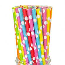 25 peças/100 peças Canudos de Papel Coloridos Variados, 100 peças/Pacote, Canudos de Papel Descartáveis Multipadrão, Canudos para Bebidas, Adequados para Ano Novo, Dia dos Namorados, Casamentos, Aniversários, Festas, Bebidas, Chá com Leite, Café, Suco, Festa do Dia dos Namorados, Decoração Doméstica, Presentes para Casa - Multicolorido - Visão 10