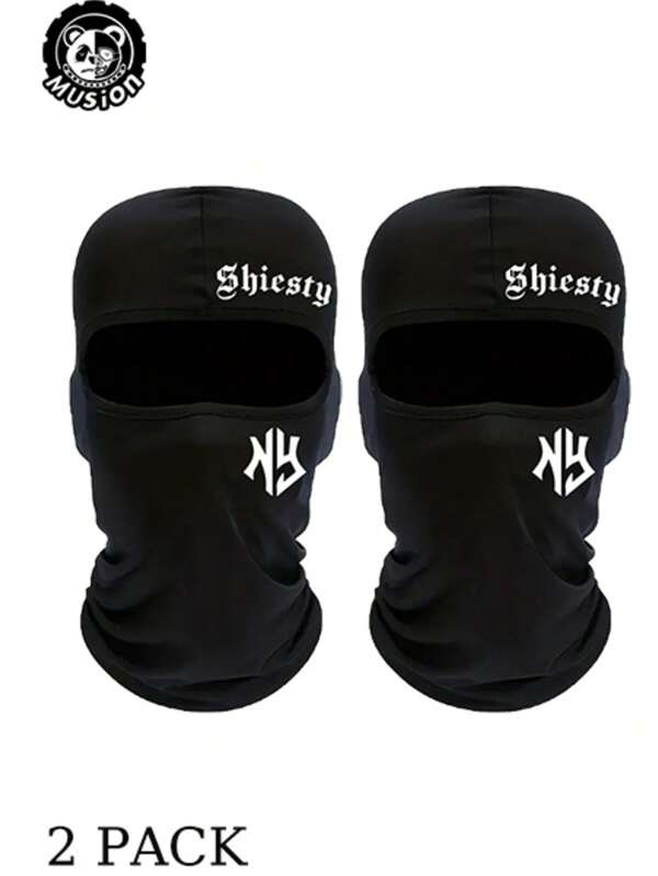 2 Packs Shiesty NY Printed Dustproof Balaclava Ski Mask Windproof Scarf For Skis Motorcycles And Halloween