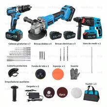 Rotomartillo Taladro, Esmeril Angular Y Destornillador 3pzs - Azul - Ver 8