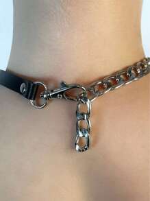 1 Stück Punk Goth Rock Stil PU Leder Choker Halskette, Gothic Kragen Halskette Accessoire