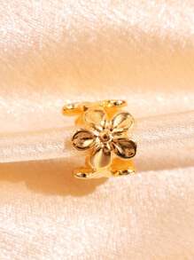 1 peça brincos de orelha femininos elegantes, simples, com design de flores personalizado, em tom dourado, adequados para uso diário, eventos e festas