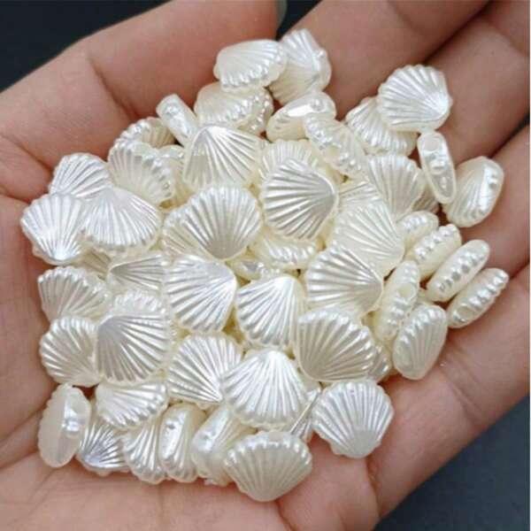 50pcs ABS Heart-Shaped Beads, Shell Beads For DIY Bracelets, Necklaces, Pendants