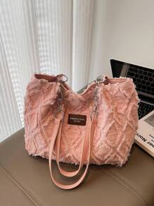Bolsa listrada da moda - Bolsa de ombro feminina de grande capacidade - Bolsa tote com zíper para uso diário - Bolsa tote minimalista com corrente para adolescentes, mulheres, estudantes universitárias, novatas e trabalhadoras de colarinho branco. Perfeita para escritório, trabalho, negócios, deslocamento. A melhor bolsa de trabalho para mulheres, bolsa de estudante de volta às aulas.