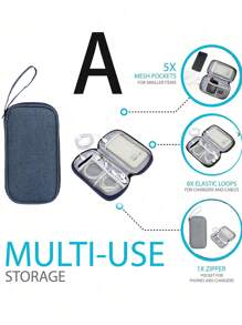 1 Peça Bolsa de Armazenamento Digital Multifuncional, Organizador de Cabos para Power Bank, Cabos, Pen Drive USB, Fones de Ouvido, Carregador, Caixa de Armazenamento à Prova d'Água, Carregador de Laptop, Mouse, Presente de Natal e Dia dos Namorados