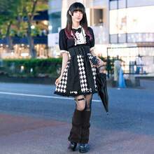 Kawaii Leg Warmers, Harajuku Lolita & Gyaru Socks, Japanese Cute Emo Style Accessories For Women - Black - View 3