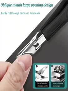 Modern Stainless Steel Toenail Clipper, 25° Angled Blades - Splash Resistant Design For Thick/Ingrown Nails, Ergonomic Non-Slip Handle, Black And Green (Holiday Green Handle) - Foot Care Tool