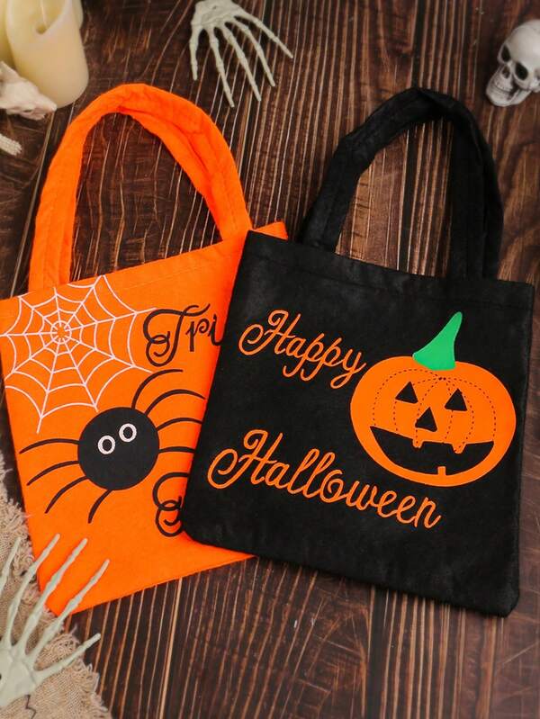 Halloween Pumpkin Tote Bag, Non-Woven Fabric Gift Bag For Kids, Halloween Products, Trick Or Treat Candy Bag