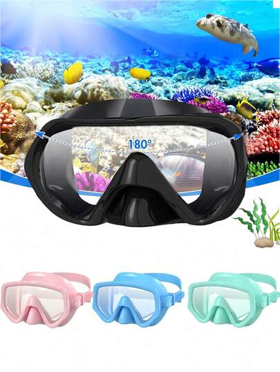 1个/2个装潜水浮潜无框面镜 - 完美密封硅胶裙边潜水面镜防雾游泳浮潜面镜，适合成人潜水游泳浮潜护目镜，钢化玻璃防雾游泳面镜防漏游泳护目镜带鼻罩浮潜装备，适合浮潜、自由潜水