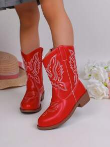 Herbst/Winter Neue Kinderstiefel, bestickte spitze Chunky Heel leichte modische Ankle Boots, geeignet für Mädchen Outdoor, Party, Veranstaltung