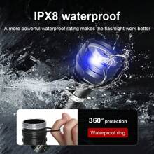 10000LM 强力 XHP160/XHP90 潜水手电筒 IPX8 水下灯专业水肺潜水手电筒 1000M 大功率 LED 手电筒