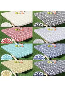 1pc Geometrical Pattern Elastic Tablecloth, Suitable For Spring And Summer. These Tablecloths Can Be Used As Decorative Items For The Kitchen, Dining Room And Patio, And Can Also Be Used To Decorate Dining Tables Of Different Sizes. They Are Perfect For Family Gatherings And Outdoor Picnics.
