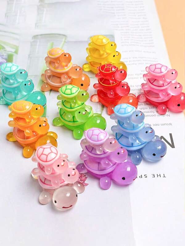 New Marine Luminous Resin Little Turtle Resin Small Accessories Resin Accessories DIY Jewelry With Small Ornaments Random Mixed Resin Pendant Cute Pendant Set Summer Phone Case Decoration, Charming And Cute Set