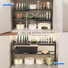 Pots And Pans Organizer Under Cabinet, Expandable 2 Tier Under Sink Organizers And Storage Adjustable Height Kitchen Pot And Pan Lid Holder Rack With 12 Dividers Under Cabinet Shelf(Black),6268261 - Black - View 8