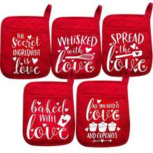 Red Gingerbread Boy Printed Oven Gloves Christmas Baking Mittens Hanging Ornament Christmas Pot Rack Kit - 5件 - 查看 1