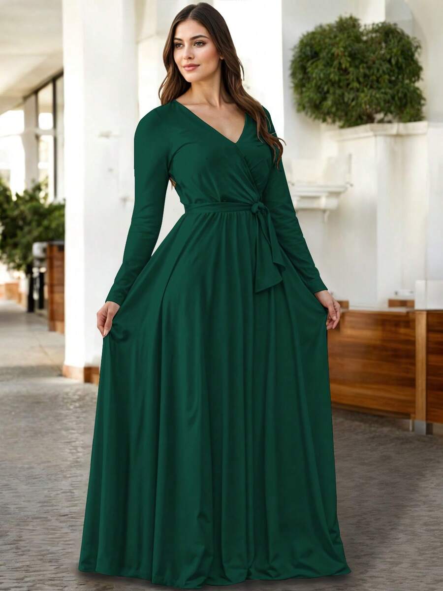Women Long Dresses - Verde Botella - View 1