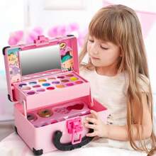 Ensemble de jouets de maquillage miniature pour filles, sac à main de représentation pour enfants, jouet de rôle de princesse, sac de cosmétiques de princesse portable, ensemble de jouets de maquillage convenant aux filles, très beau cadeau d'anniversaire pour les filles (certaines pièces sont envoyées au hasard)