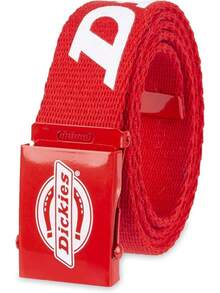 Cinturón de algodón para hombre con hebilla de logotipo militar - Rojo/Blanco - Ver 8