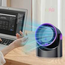 Ventilador de mesa, ventilador turbo, ventilador portátil sin aspas, ventilador personal de escritorio, ventilador portátil, ventilador doméstico multifuncional, ventilador de enfriamiento rápido, ventilador de mesa recargable por USB, ventilador pequeño, ventilador de mano, ventilador de motor recargable, ventilador de mesa de pared con pantalla, gran angular de 180°, 100 velocidades, súper silencioso, herramienta de enfriamiento, artículo de viaje, artículo de verano, artículo decorativo, adecuado para el hogar, la empresa, la escuela, viajes (gris, beige) - Negro - Ver 7